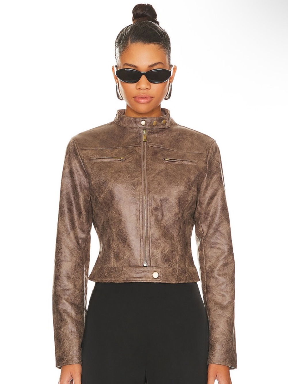 LIONESS Bella Moto Jacket - Chocolate (XS)